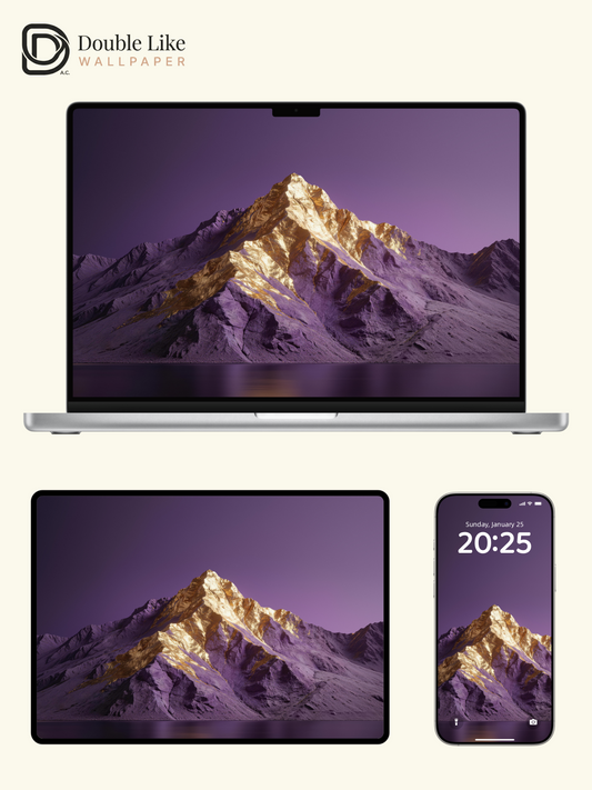 Purple Golden Peak Inspiring Dreamy Minimal Mountain Wallpaper Pack [#LFHL30406]