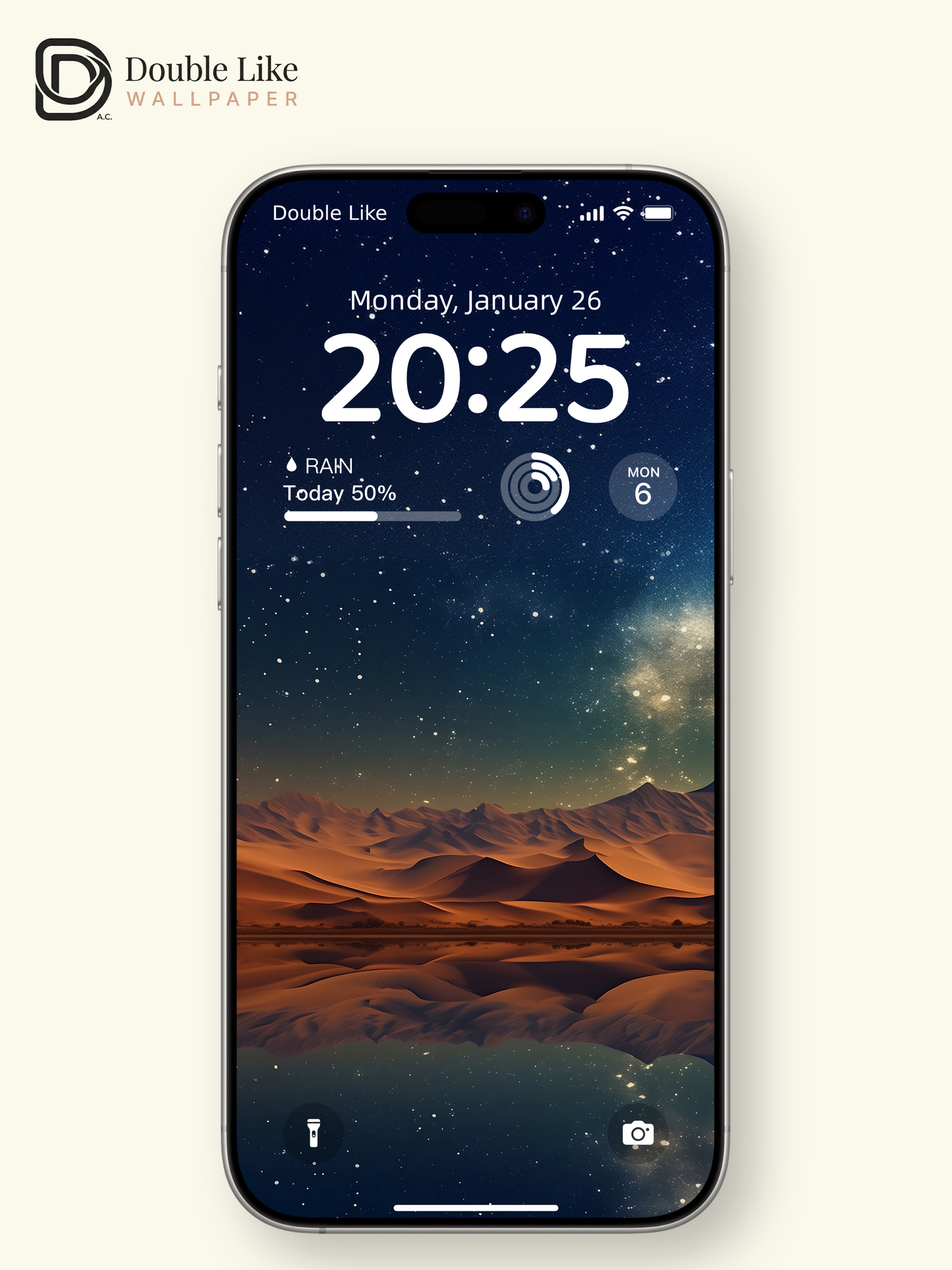 Dreamy Starry Desert Reflection Digital Art Lock Screen Wallpaper Pack [#ZJYX0140]