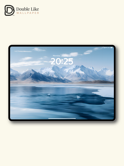 Snow Mountain Lake Swan Calming Nature Full Wallpaper Set [#ZMY018]