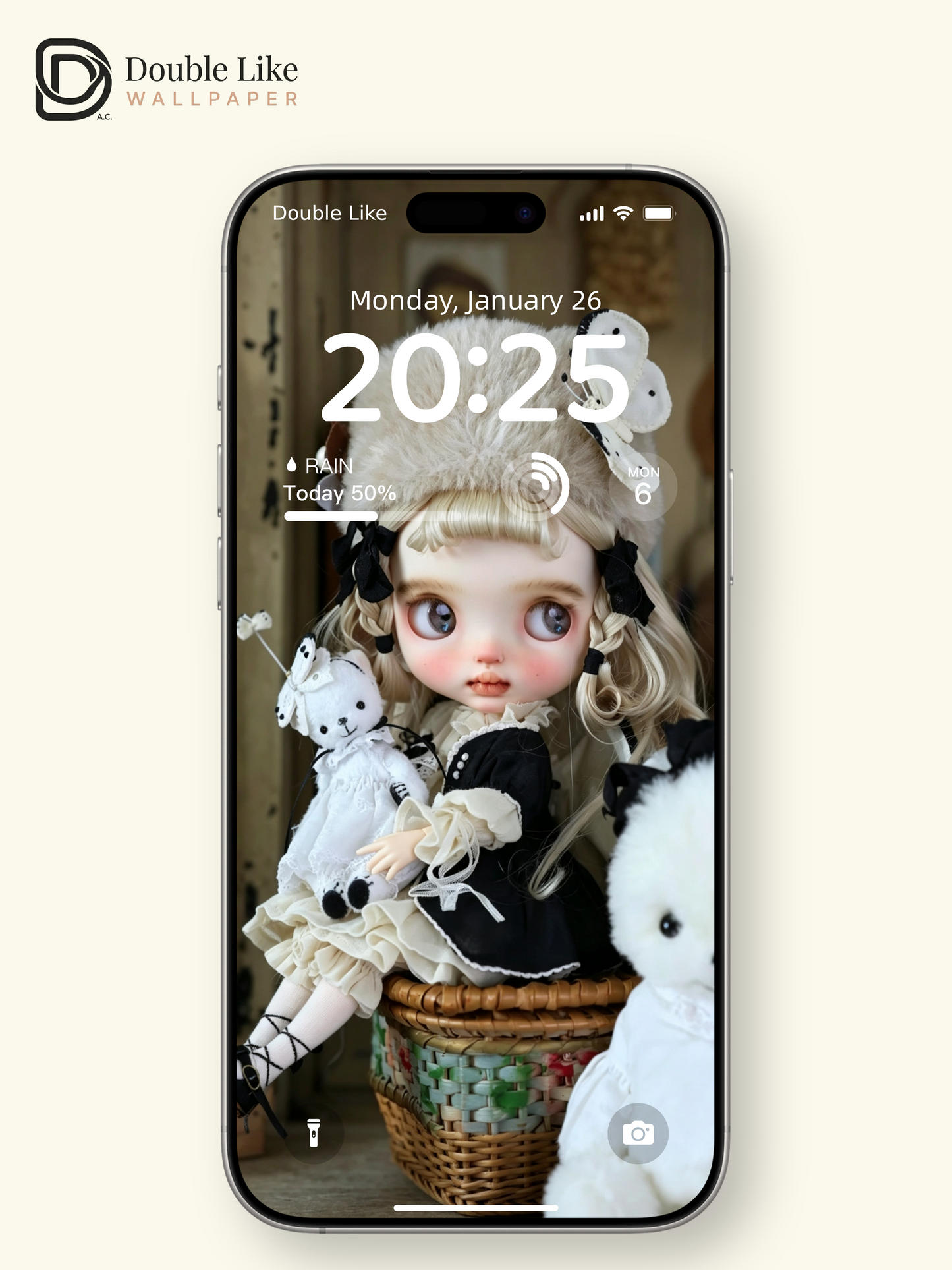 Healing Vintage Blythe Doll With Plush Hat & Teddy Bear Aesthetic Wallpaper [#HWWs010]