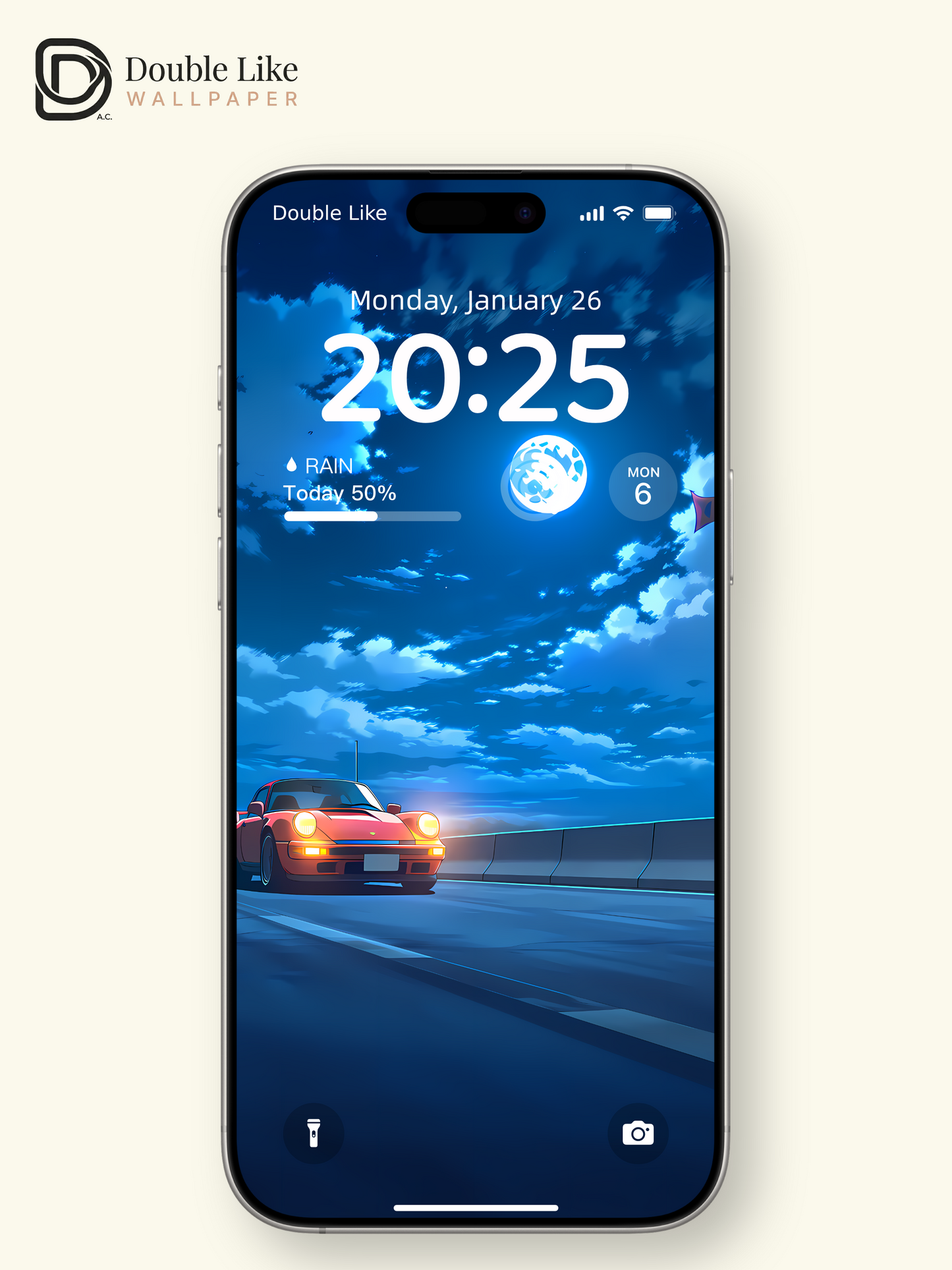 Midnight Cruise | Retro Sports Car Moonlit Aesthetic Wallpaper [#LFHL1019]
