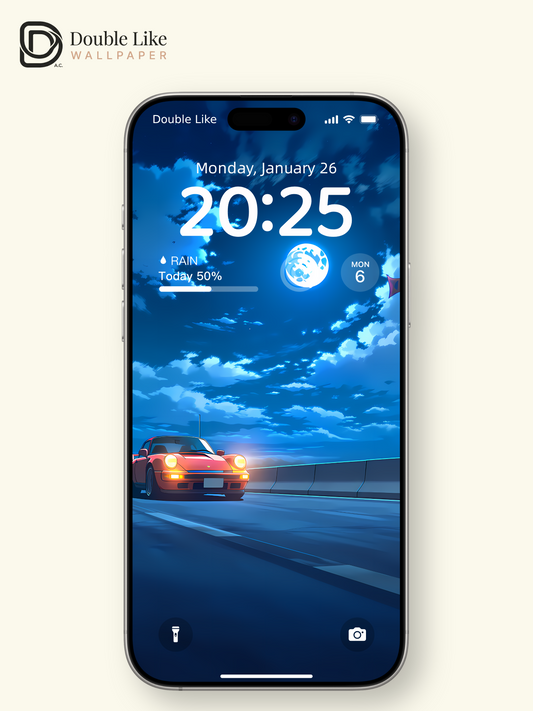 Midnight Cruise | Retro Sports Car Moonlit Aesthetic Wallpaper [#LFHL1019]