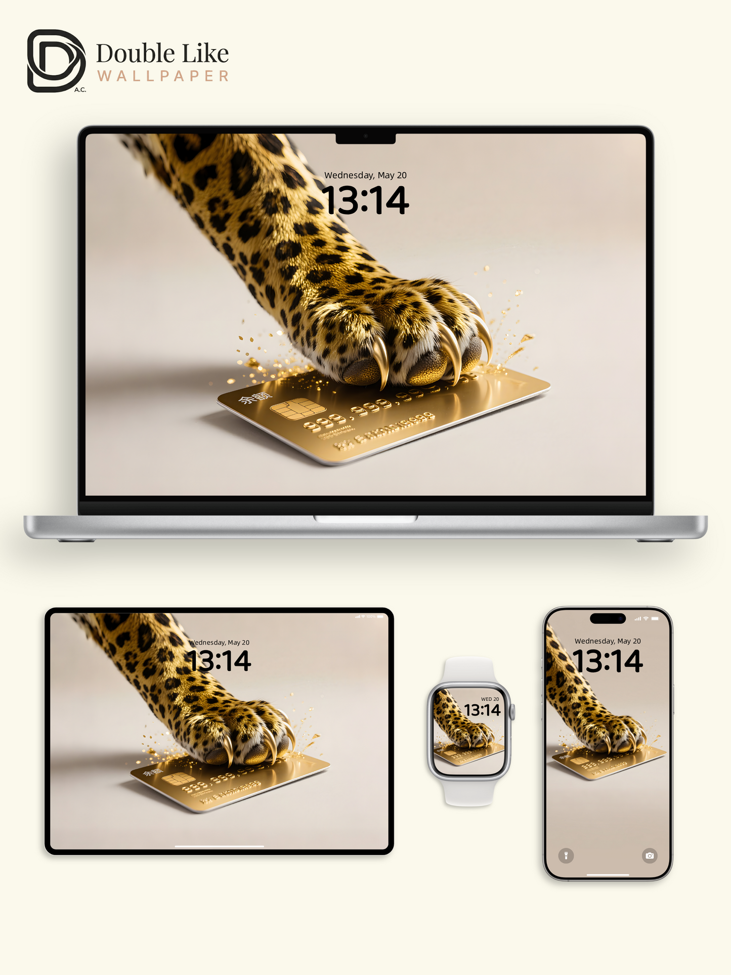 Luxury Leopard Paw Golden Black Card Minimalist Wealth Aesthetic Wallpaper Pack [#ZMY262]