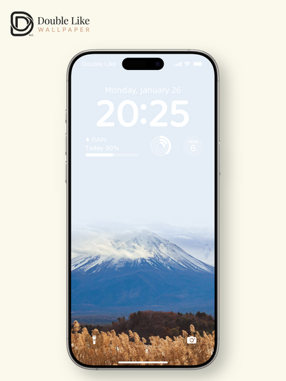 Autumn Reed Lakeside Mt.Fuji Calming Nature Full Wallpaper Set [#ZMY463]