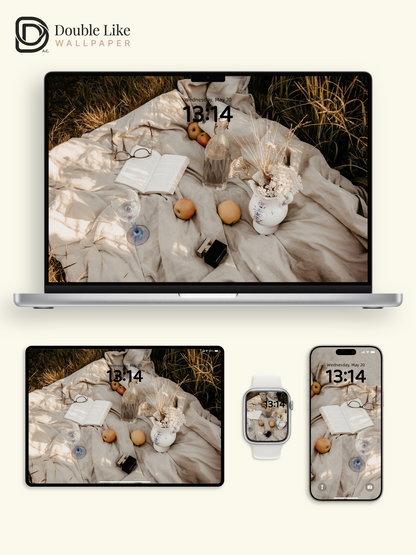 Healing Afternoon Picnic Still Life Landscape Wallpaper Pack, Compatible with iPhone & Android Lock Screen, Tablet, PC & Smart Watch HD Wallpapers [#ZMY507]