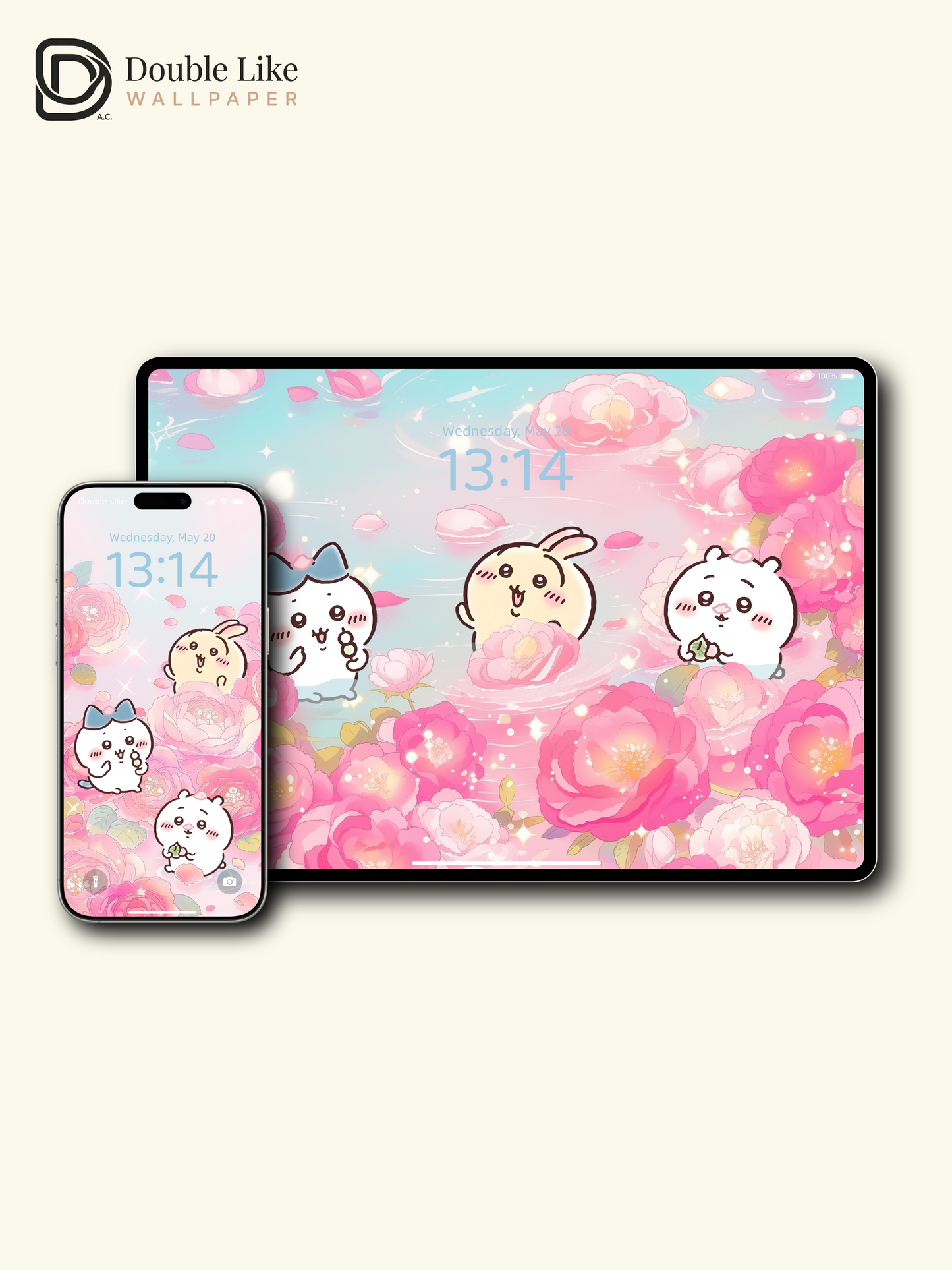Pink Peony Garden – Kawaii Romantic Floral Wallpaper Set [#CKW362]
