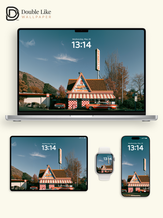 Vintage American El Cuban Diner Classic Cars Aesthetic Wallpaper Pack [#JJ1373]