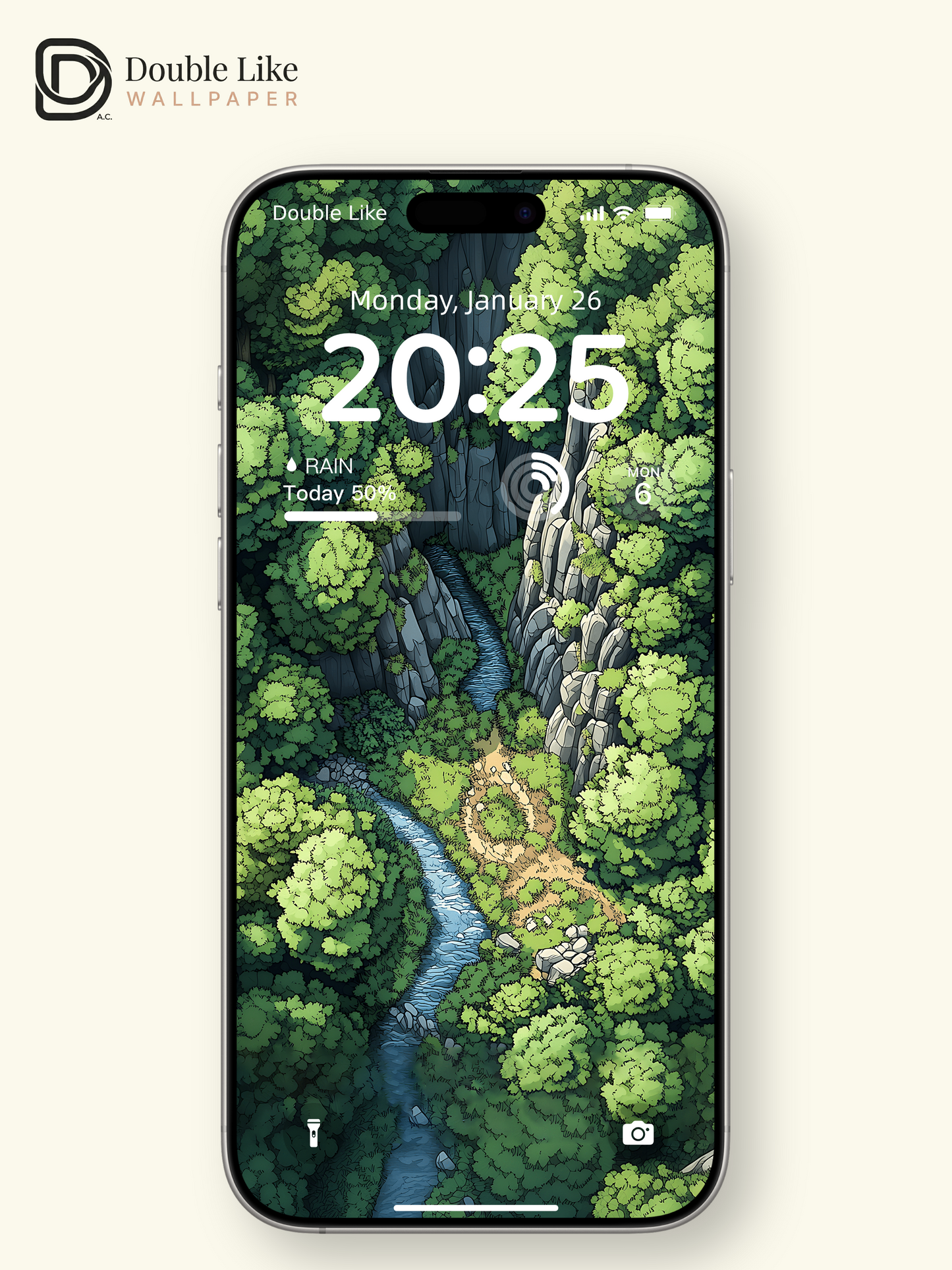 Green Forest River Aerial Illustration Wallpaper Pack [#ZJY478]