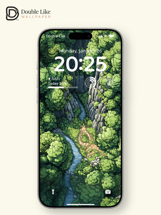 Green Forest River Aerial Illustration Wallpaper Pack [#ZJY478]