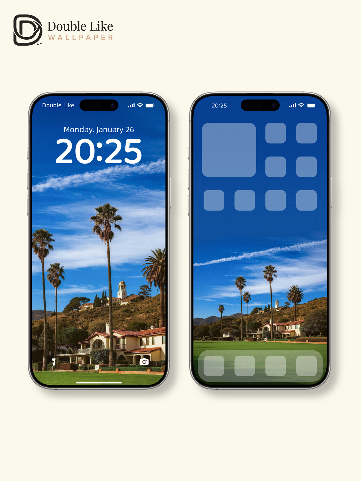 California Hills Estate & Palm Trees Lawn Aesthetic Wallpaper Pack [#JJ230903]