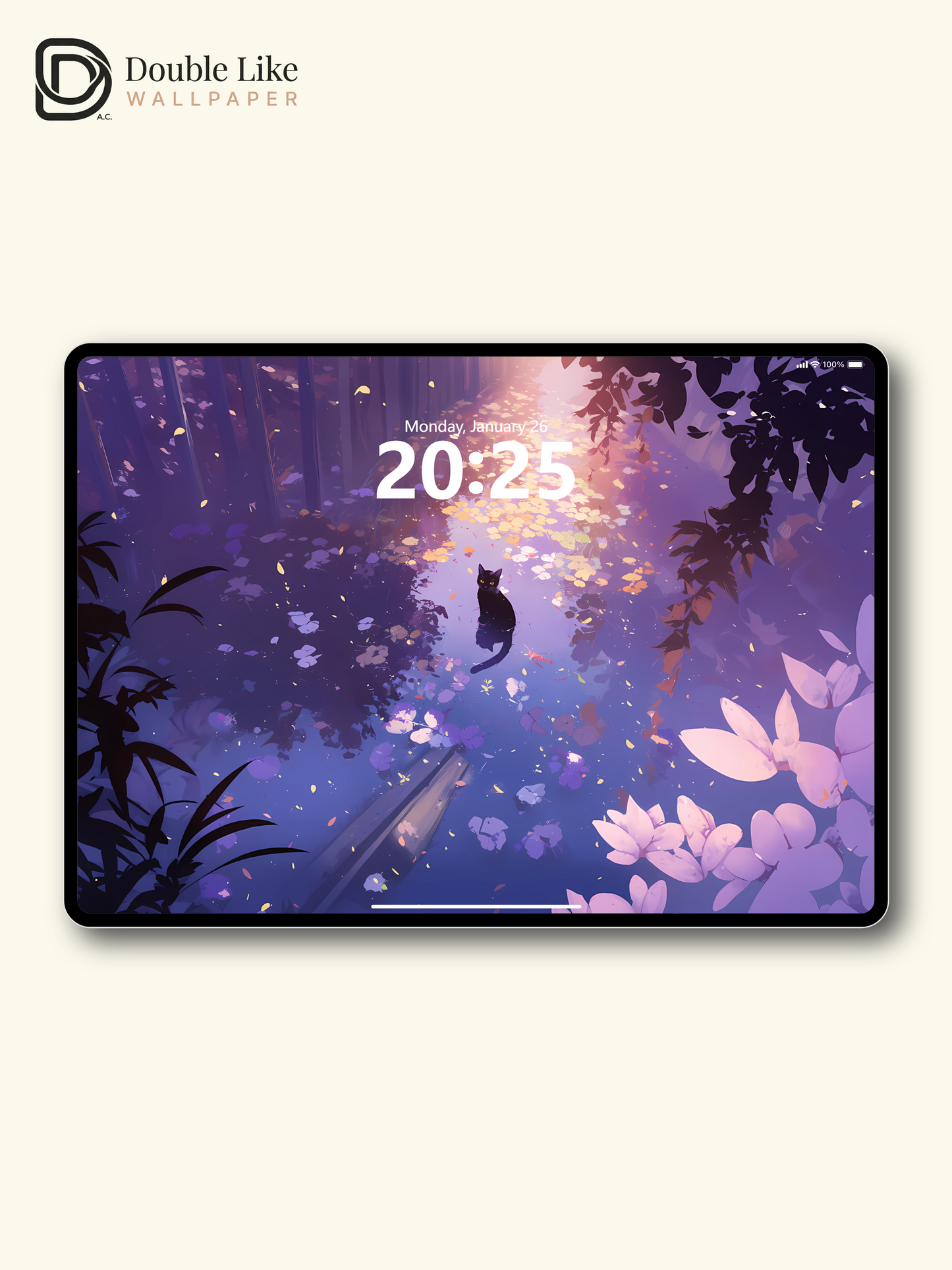 Mystical Purple Pond Black Cat Dreamy Digital Art Wallpaper Pack [#WGF008]