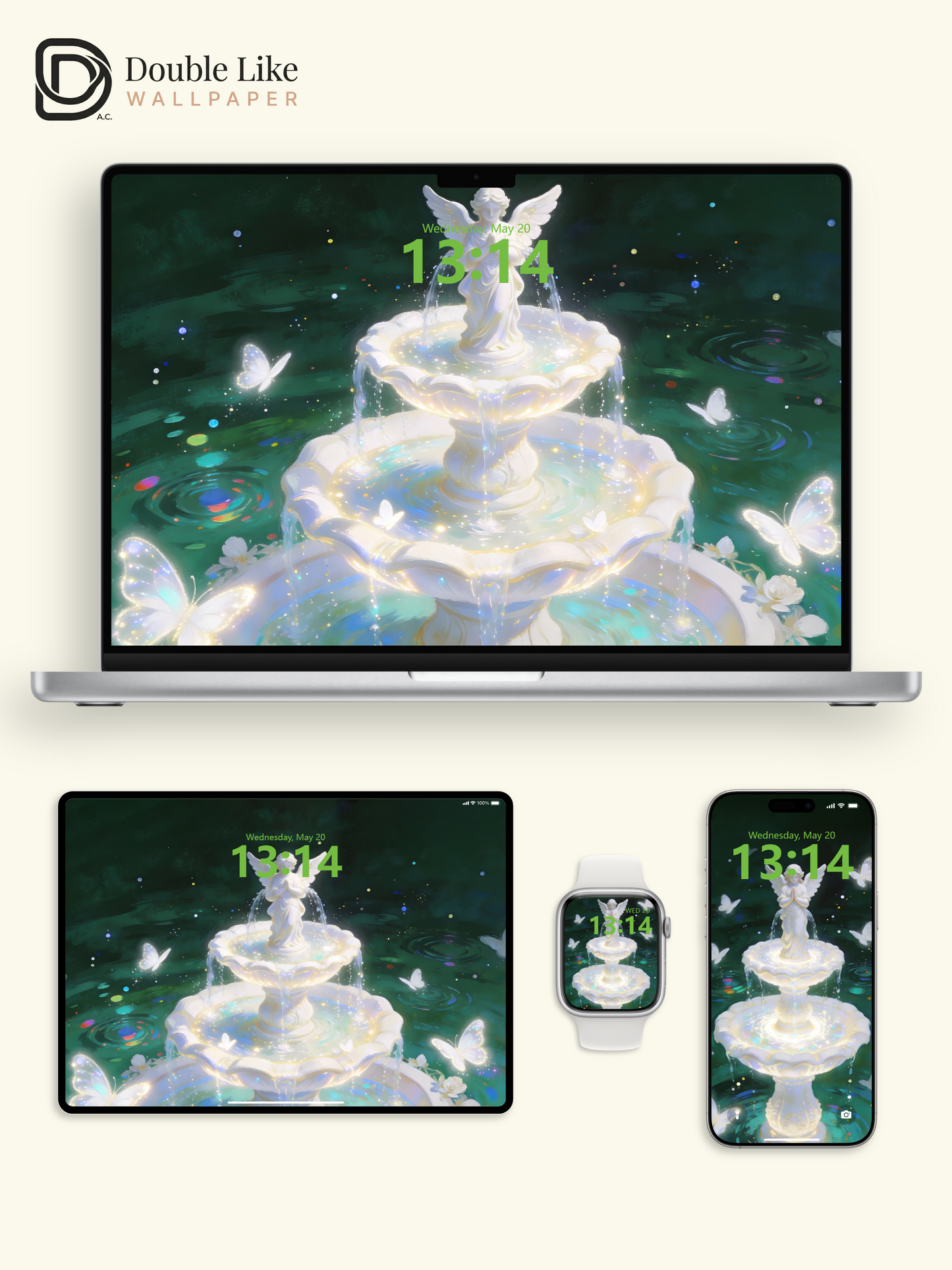This angel fountain wallpaper calms all your stress! Live wallpaper fits all phones [#HWWa009]