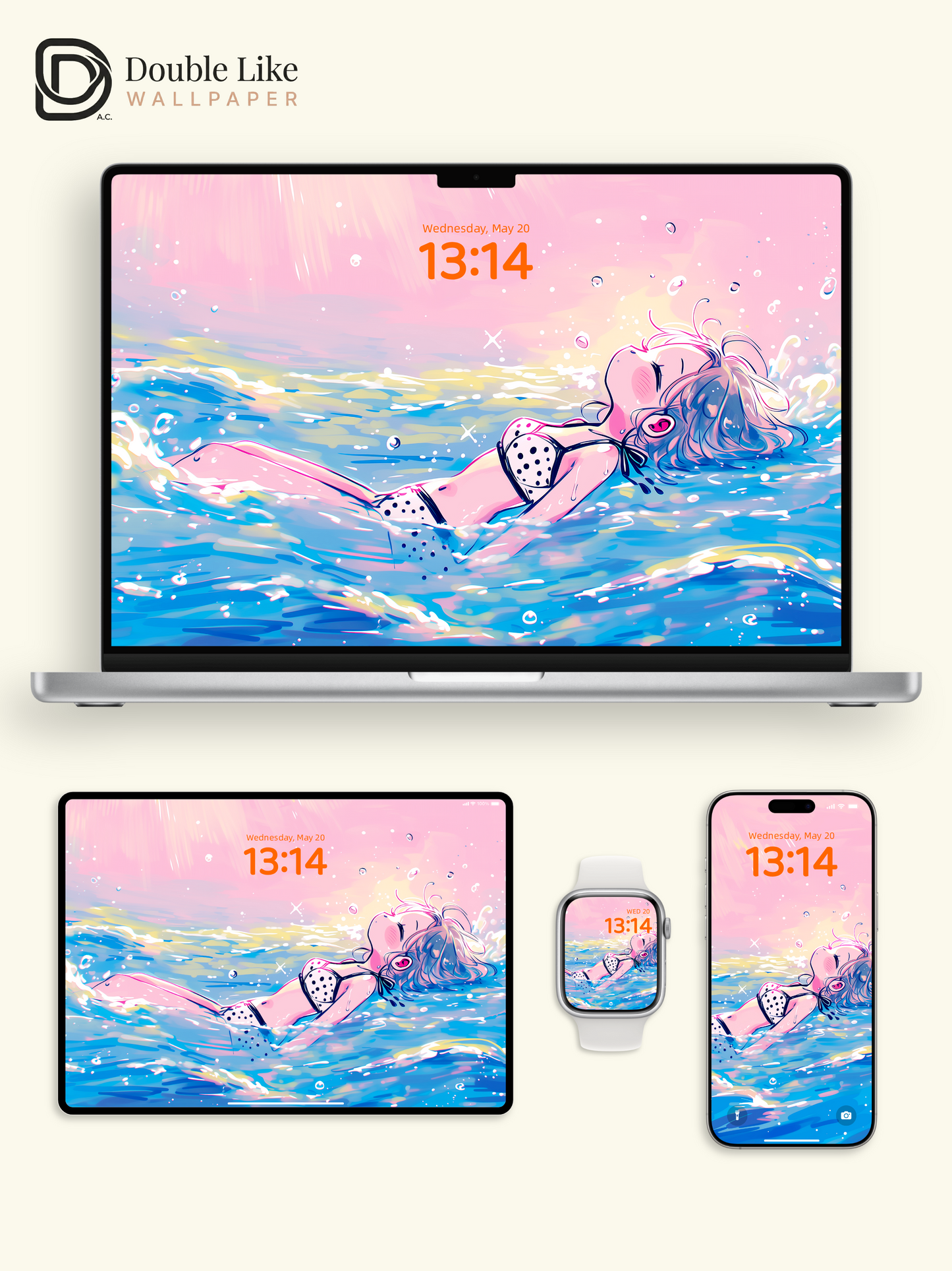 Anime Summer Ocean Sunset Floating Girl Aesthetic Wallpaper Pack [#HW1471]