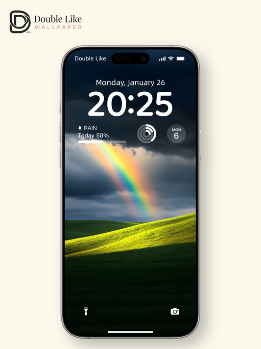 Golden Sunlight Rainbow Over Green Hills Landscape Wallpaper Pack [#ZJY487]