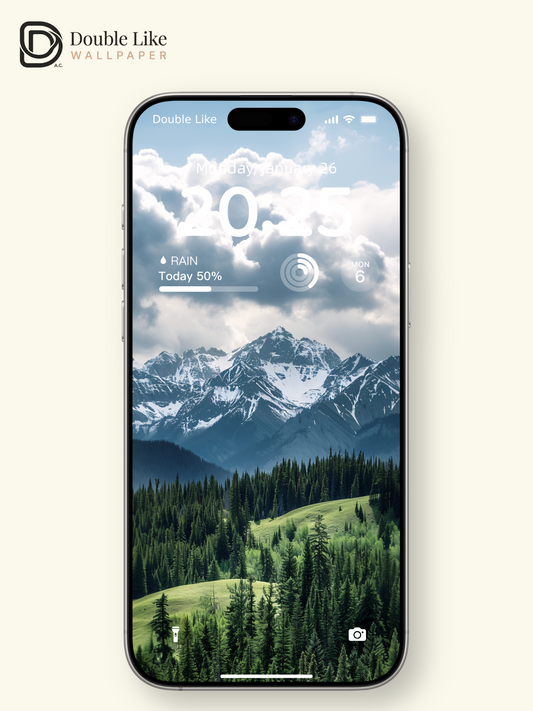 Majestic Mountain Peak & Evergreen Forest Landscape Wallpaper Pack [#JJ1338]