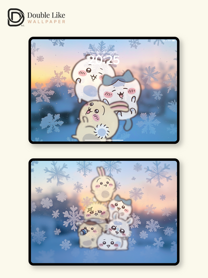 Frosted Window Dream – Kawaii Winter Aesthetic Wallpaper Set [#CKW340]