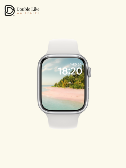 Healing Pink Sand Tropical Island Landscape Wallpaper Pack, Compatible with iPhone & Android Lock Screen, Tablet, PC & Smart Watch HD Wallpapers [#ZMY519]
