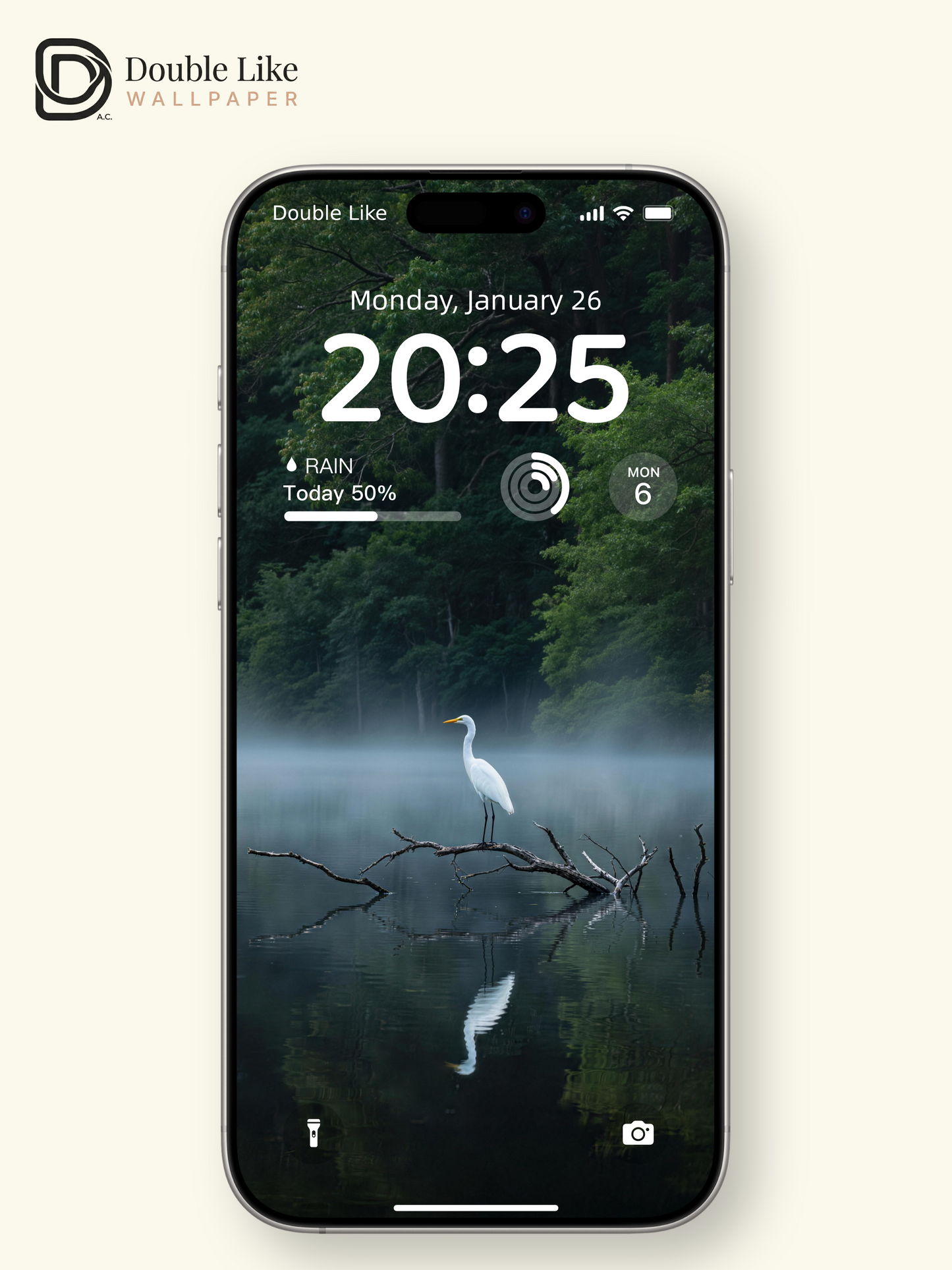 Misty Lake Lonely Egret Scenery Wallpaper Pack [#LFHL30321]