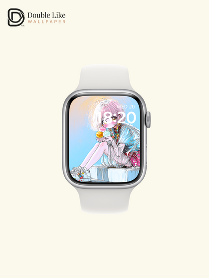 Kawaii Anime Summer Girl Beach Dessert Aesthetic Wallpaper [#HW1483]