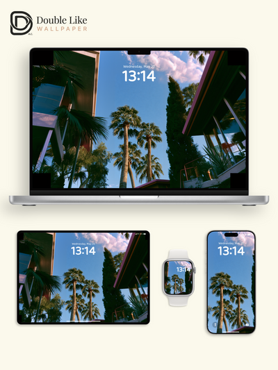 California Palm Trees Low Angle Summer Blue Sky Aesthetic Wallpaper Pack [#JJ1372]