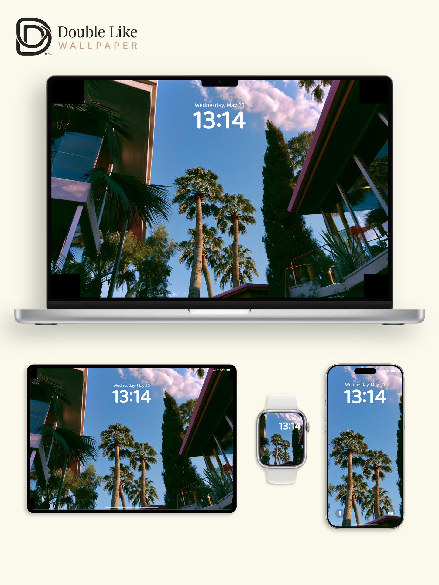 California Palm Trees Low Angle Summer Blue Sky Aesthetic Wallpaper Pack [#JJ1372]