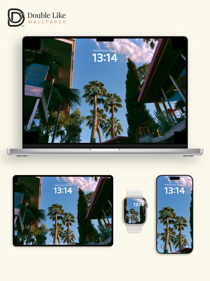 California Palm Trees Low Angle Summer Blue Sky Aesthetic Wallpaper Pack [#JJ1372]