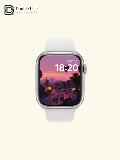 Cyberpunk Sunset Cityscape Palm Trees Aesthetic Wallpaper Pack [#ZJY132]