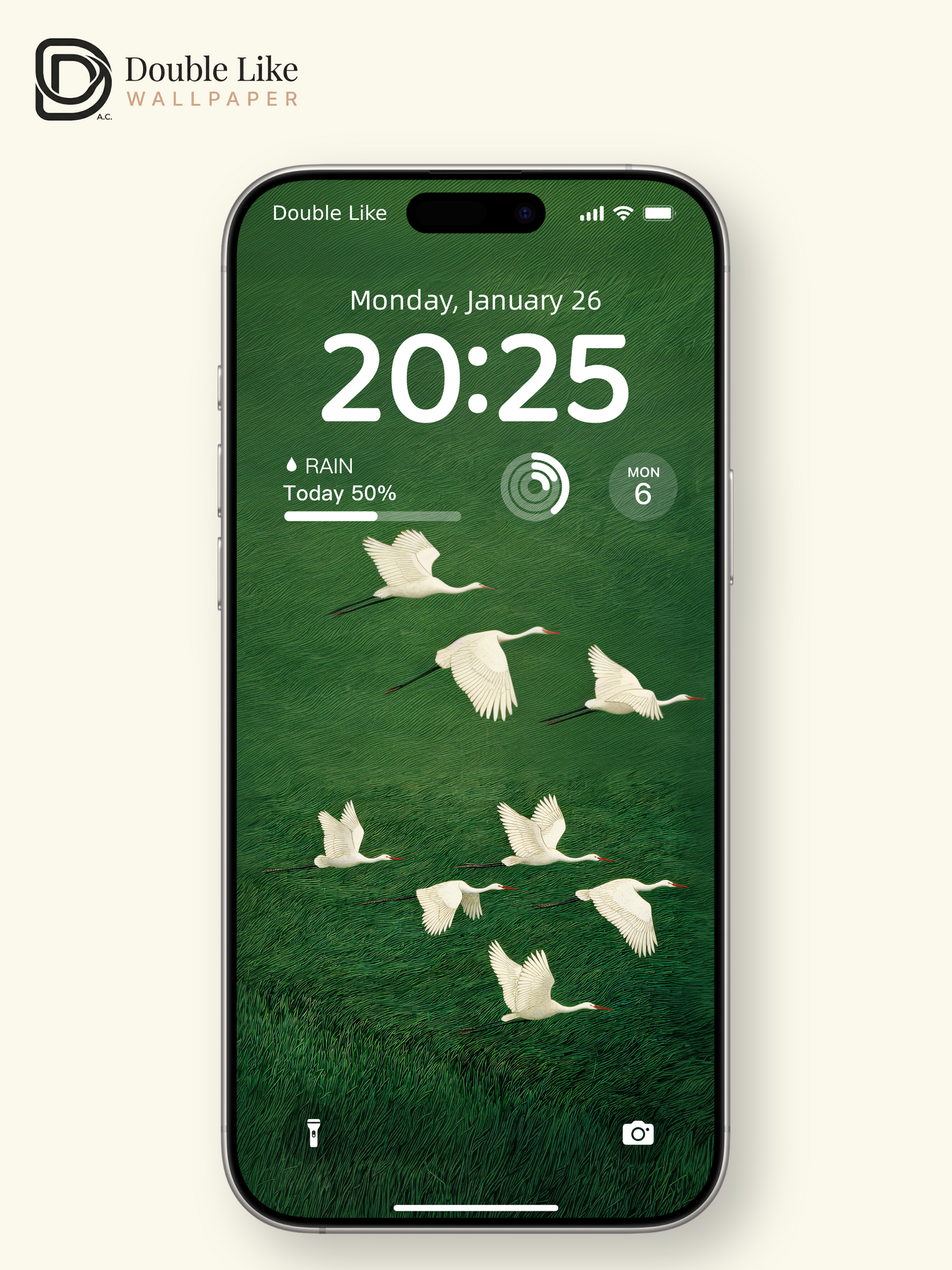 Mystic Green Mountain Flying Herons Aesthetic Wallpaper Pack [#JJ1216]