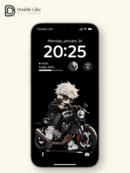 Dark Chibi White Hair Biker Boy Art Wallpaper Pack For Phones, Tablets & Desktops [#LFHL1047]