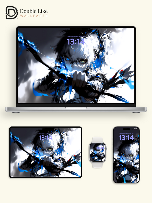 Anime Archer Girl Electric Lightning Glow Focus Aesthetic Wallpaper Pack [#HW1496]