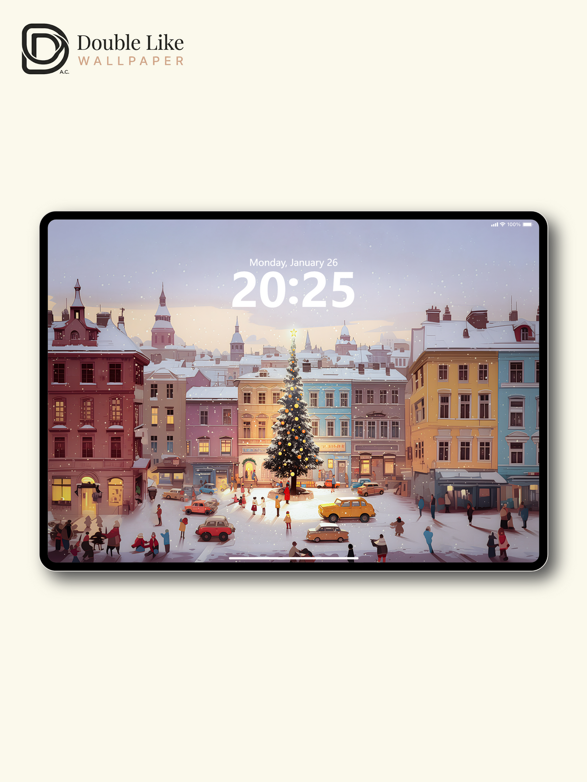 Cozy Christmas European Town Square Illustration Aesthetic Wallpaper Pack [#WGF069]