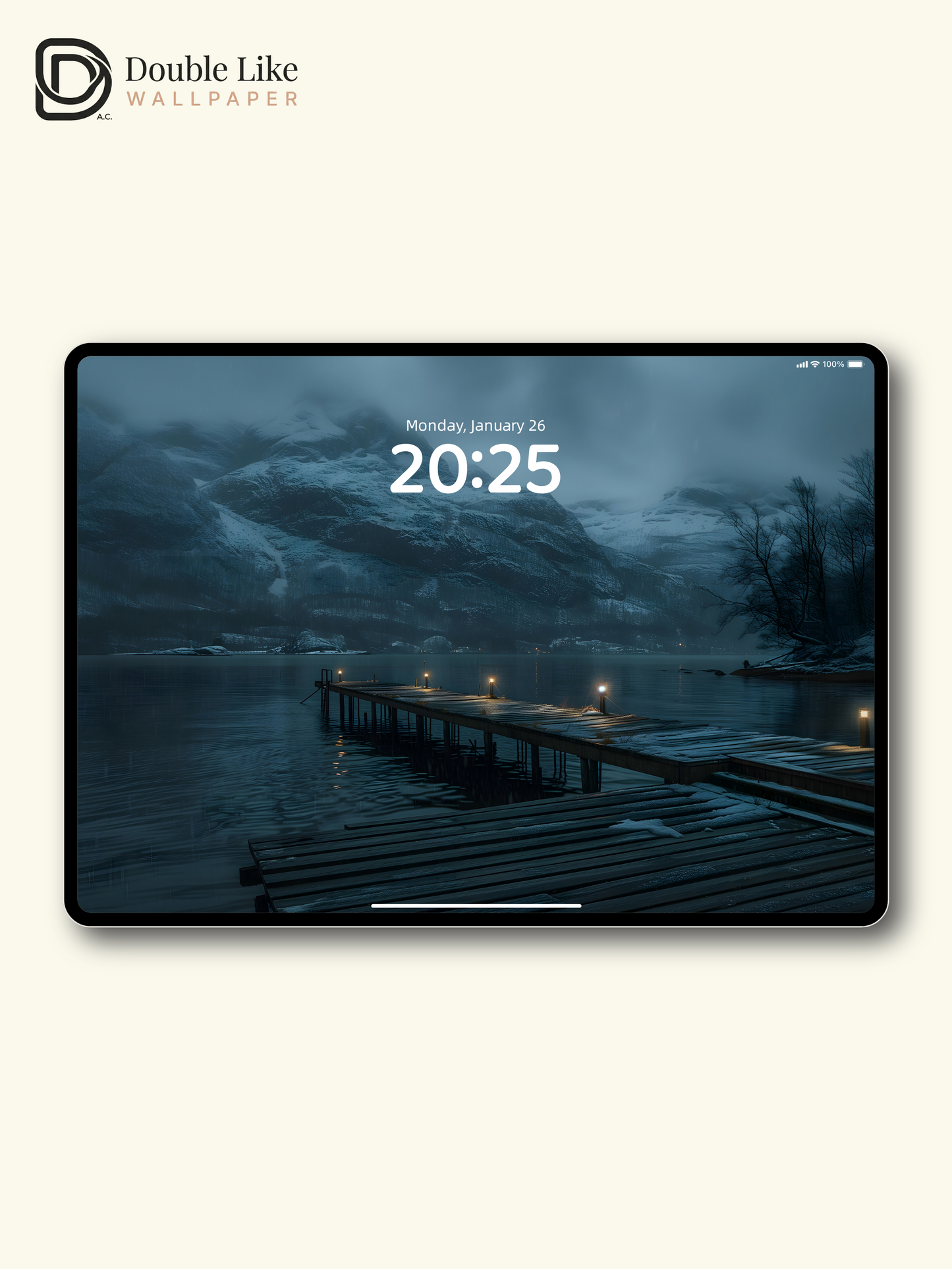 Snowy Mountain Lake Night Calm Nature Wallpaper [#ZJYX0175]