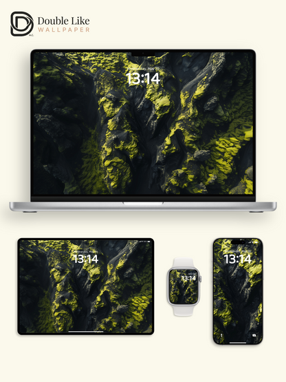 Abstract Green Moss Volcanic Rock Minimal Wallpaper Pack [#ZJY443]