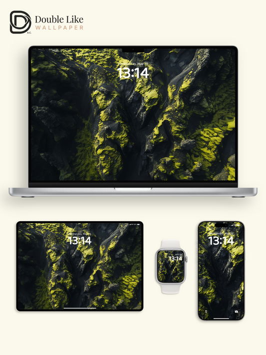 Abstract Green Moss Volcanic Rock Minimal Wallpaper Pack [#ZJY443]