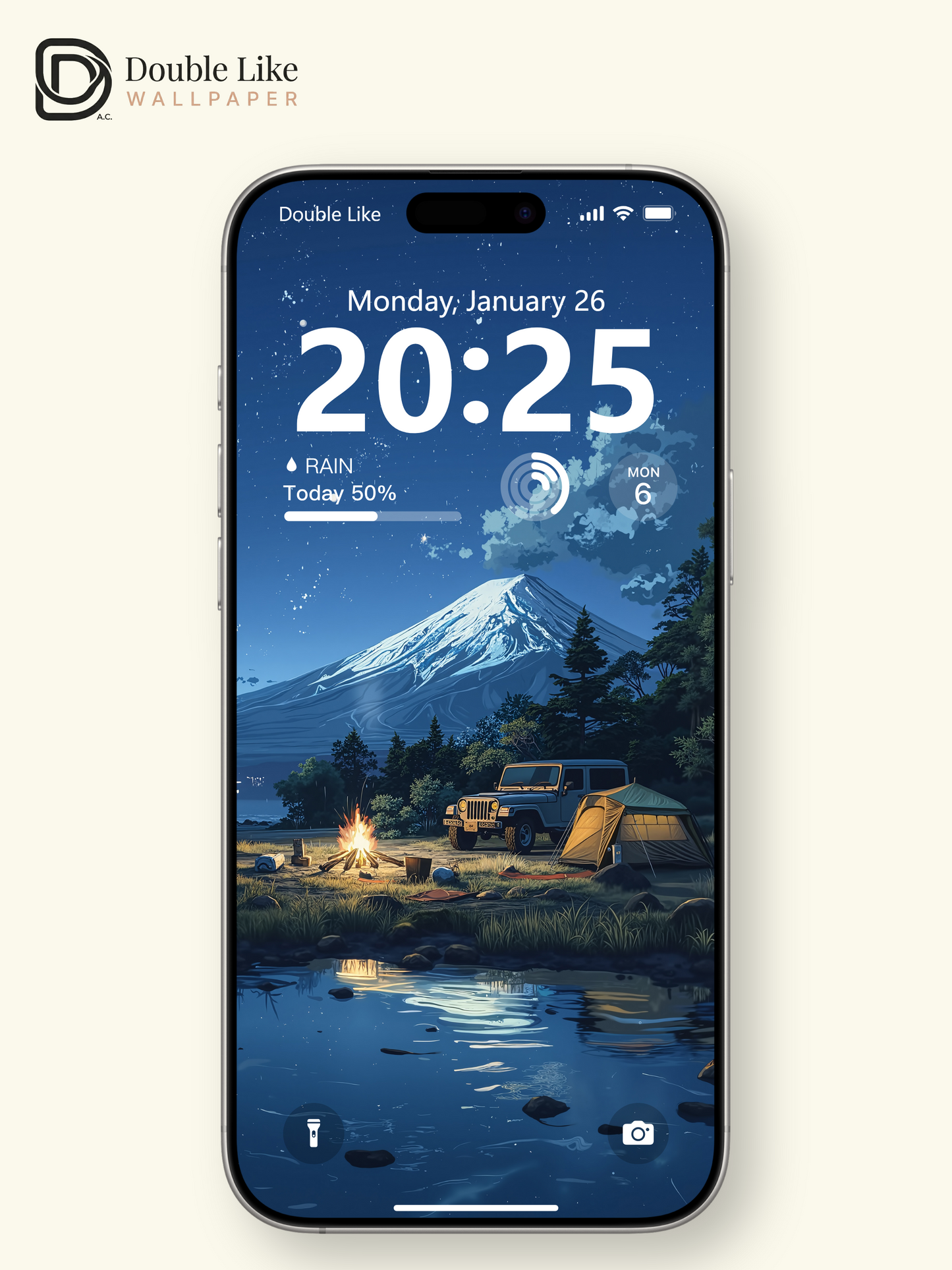 Starry Night Camping Mountain Lake Anime Aesthetic Wallpaper Pack [#WGF014]