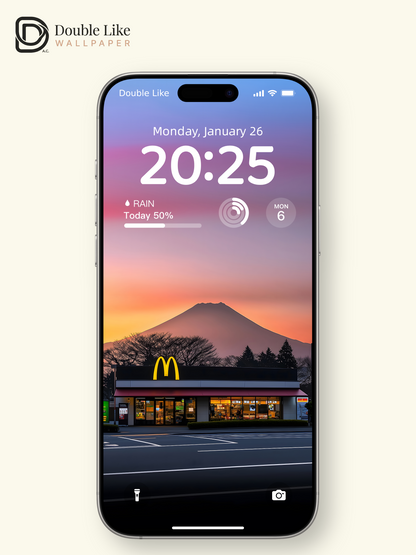 McDonald's Mount Fuji Sunset Aesthetic Digital Art Wallpaper Pack [#ZJYX0453]