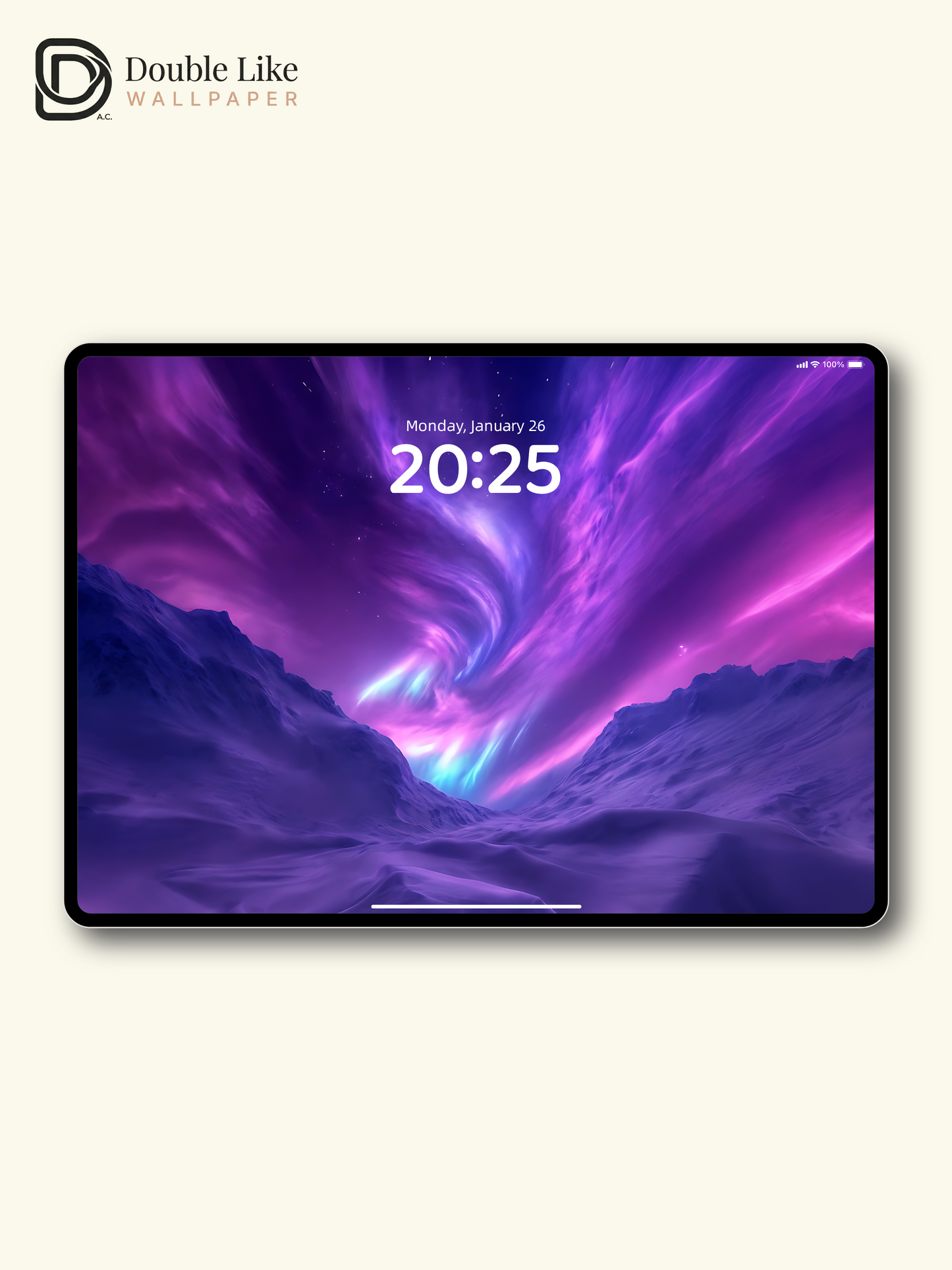 Purple Aurora Borealis Night Mountains Digital Art Wallpaper Pack [#ZJY434]