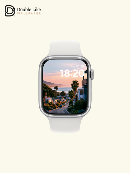 Coastal Town Sunset Golden Hour Palm Tree Aesthetic Landscape Wallpaper Pack [#JJ1357]