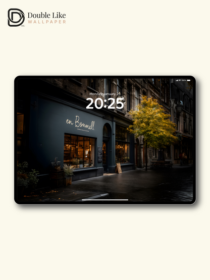 Cozy Cafe Street Photography Vintage City Wallpaper [#ZJYX0455]