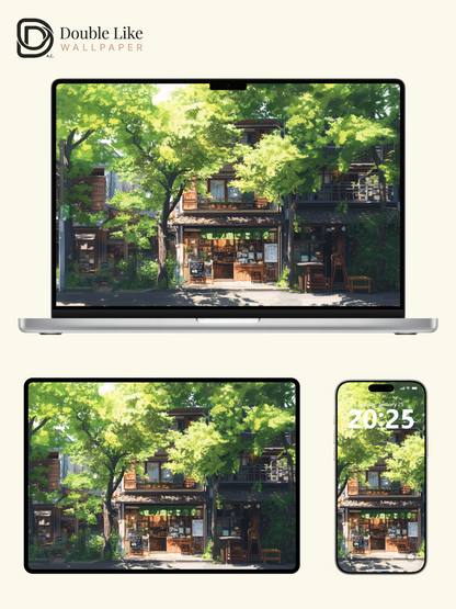 Sunlit Japanese Street Store Healing Anime Aesthetic Wallpaper Pack [#WGF005]