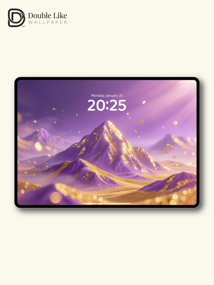 Purple Gold Foil Mountain Peak Fluid Marble Aesthetic Wallpaper Pack [#ZMY247]