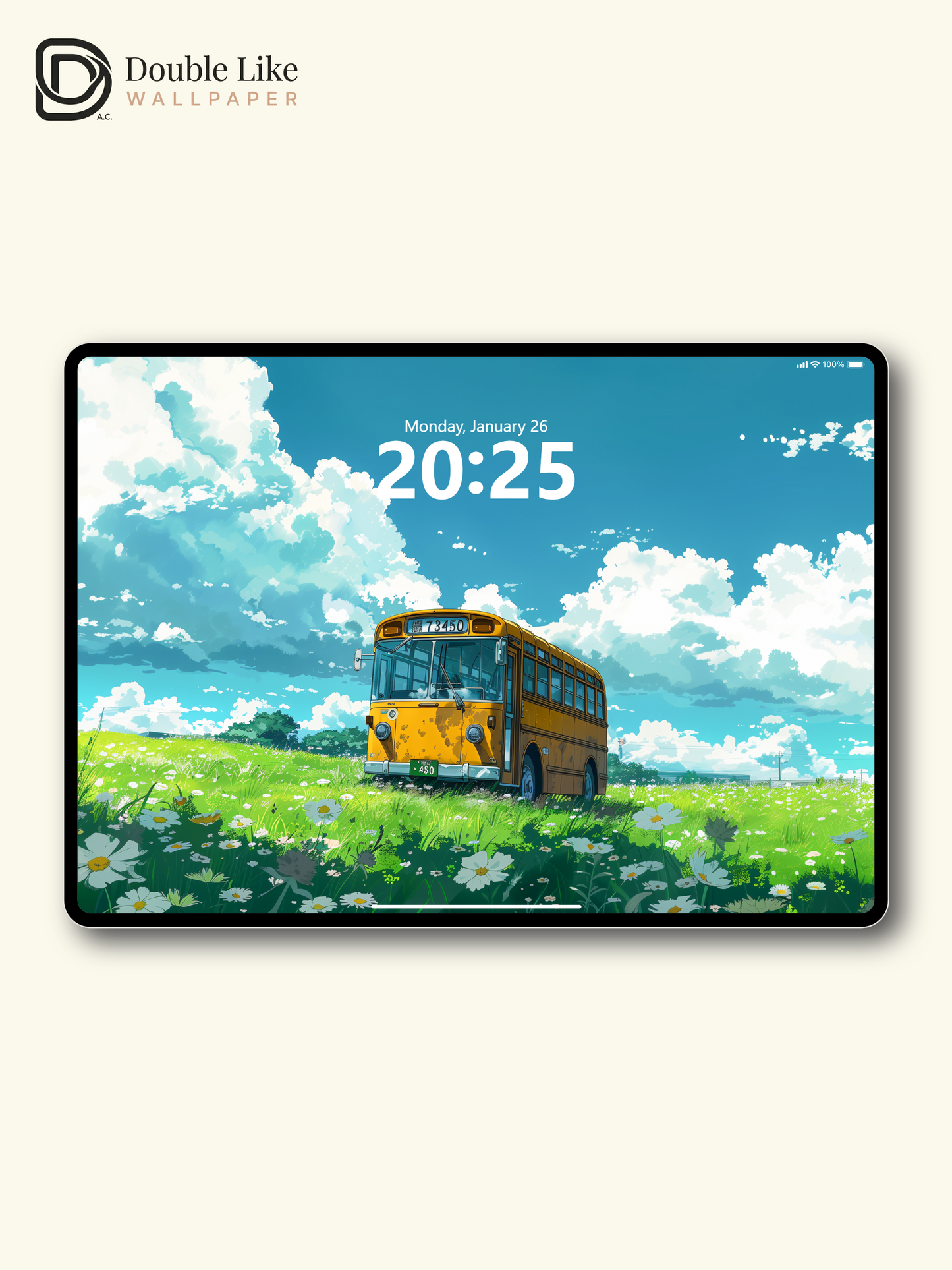 Retro Yellow Bus Daisy Meadow Anime Inspired Healing Wallpaper Pack [#WGF047]
