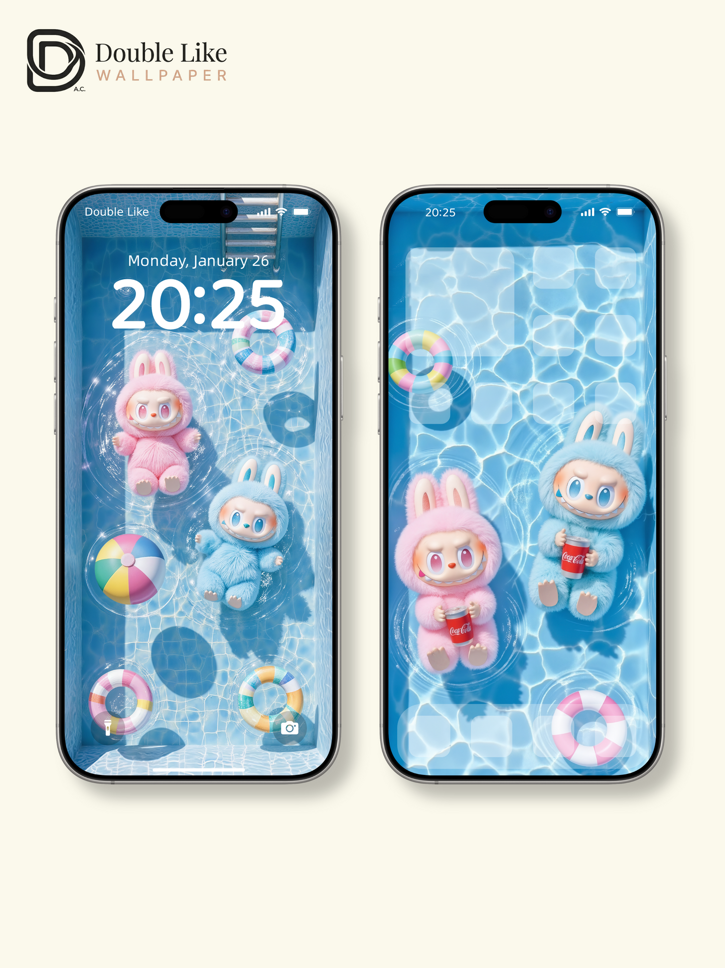 "Pool Day Forever" — Summer Kawaii 3D Wallpaper Set [#D11-1]