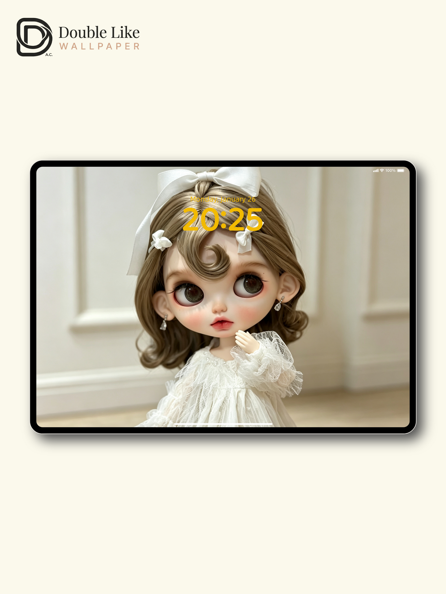Healing White Lace Blythe Doll Coquette Aesthetic Wallpaper [#HWWs011]