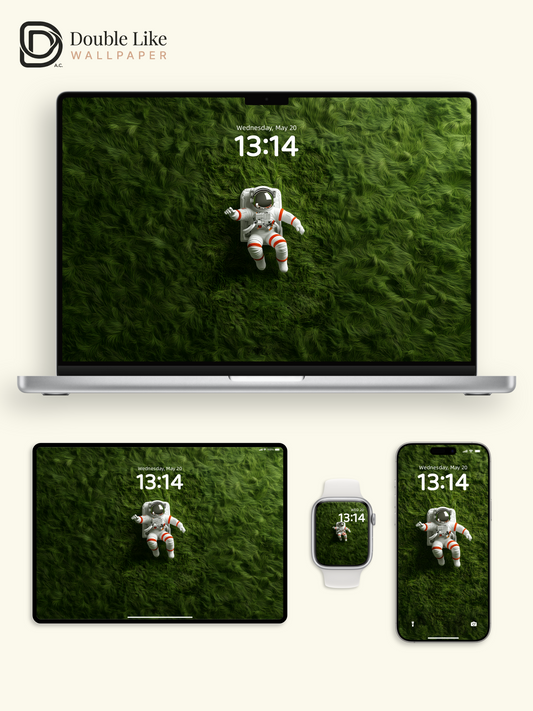 Astronaut on Green Grassland 3D Render Wallpaper Pack [#ZJY492]