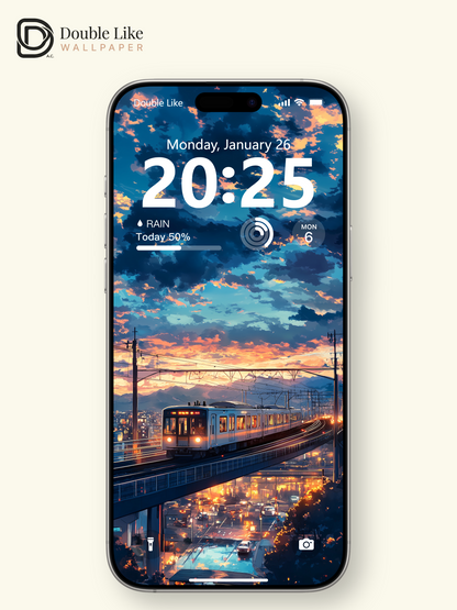 Anime Sunset Train Cityscape Aesthetic Wallpaper Pack [#WGF107]
