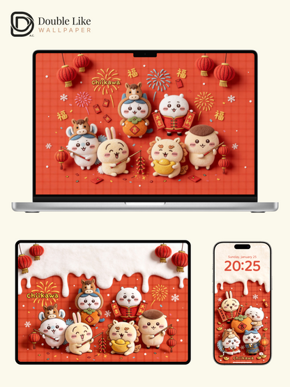 Happy Chinese New Year – Cute Mascot Lunar New Year Plush Wallpaper Set [#CKW523]