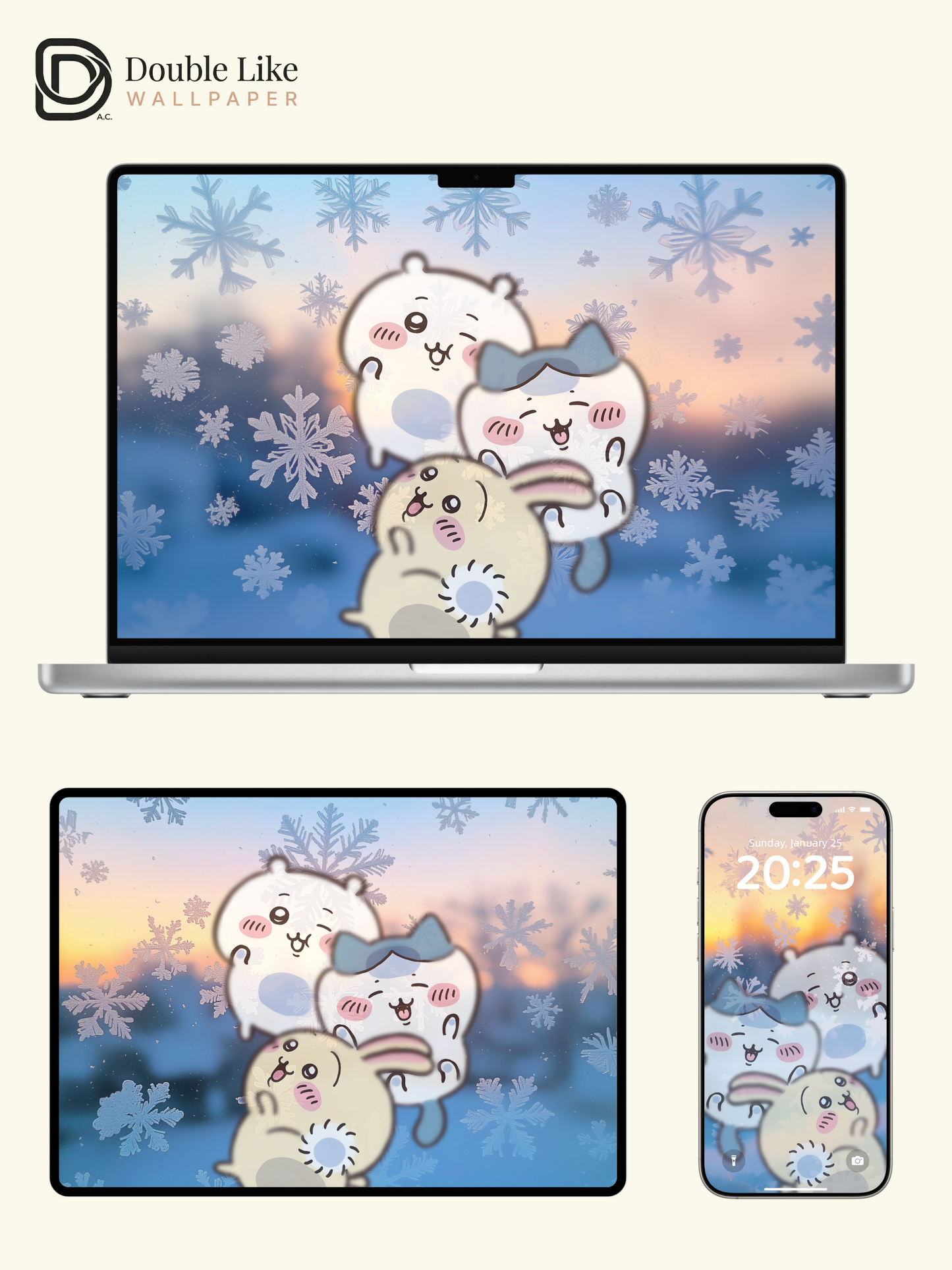 Frosted Window Dream – Kawaii Winter Aesthetic Wallpaper Set [#CKW340]