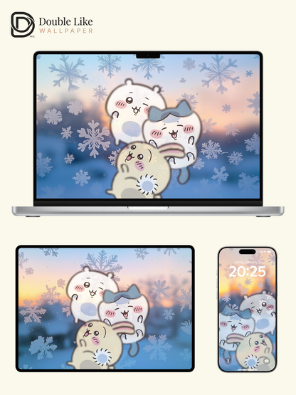 Frosted Window Dream – Kawaii Winter Aesthetic Wallpaper Set [#CKW340]