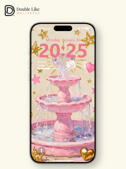 This pink heart fountain wallpaper hits all my girly dreams! Live wallpaper for every phone [#HWWa002]